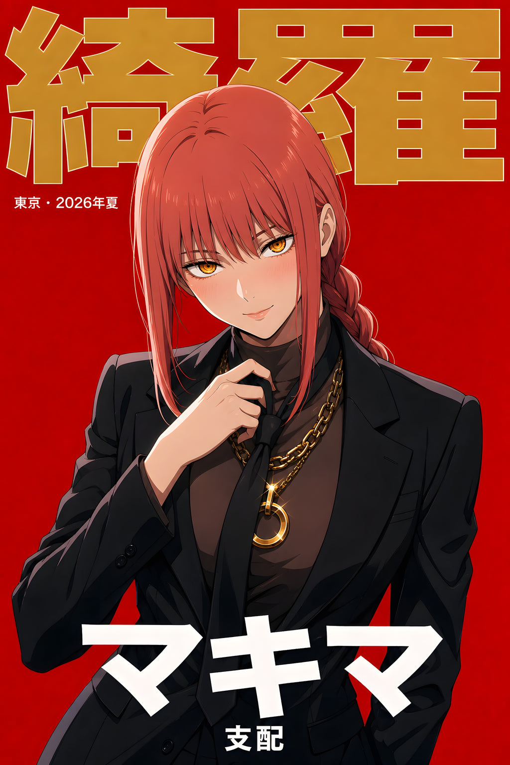 Chainsaw Man Makima Black Suit Editorial Anime Poster — raw