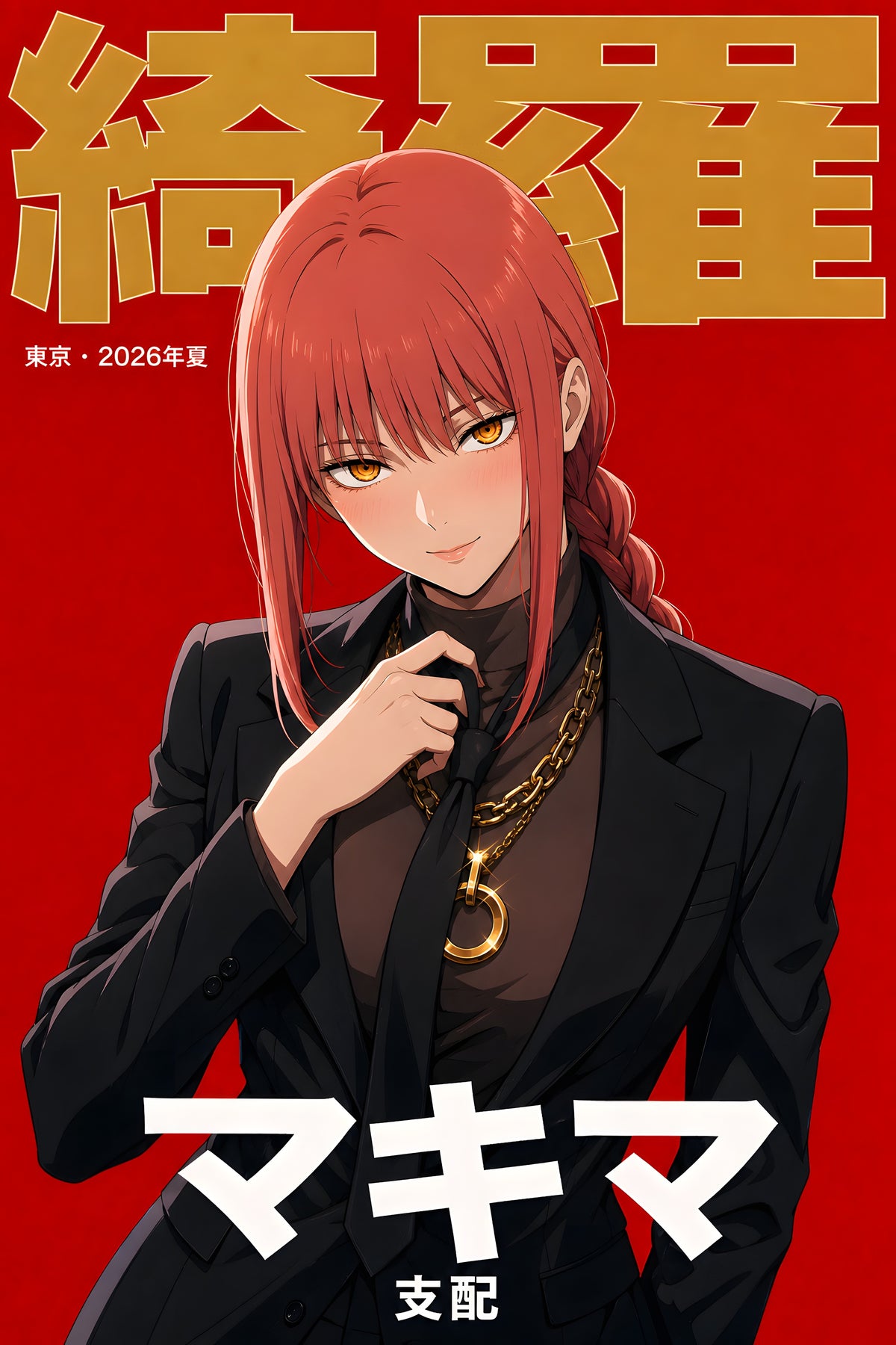 Chainsaw Man Makima Black Suit Editorial Anime Poster — raw