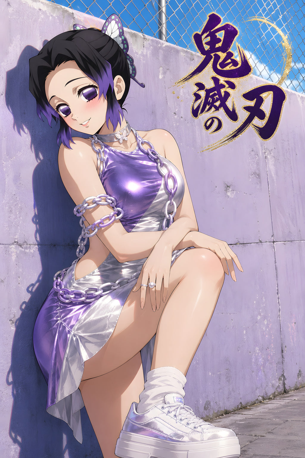Demon Slayer Shinobu Purple Metallic Streetwear Anime Poster — raw