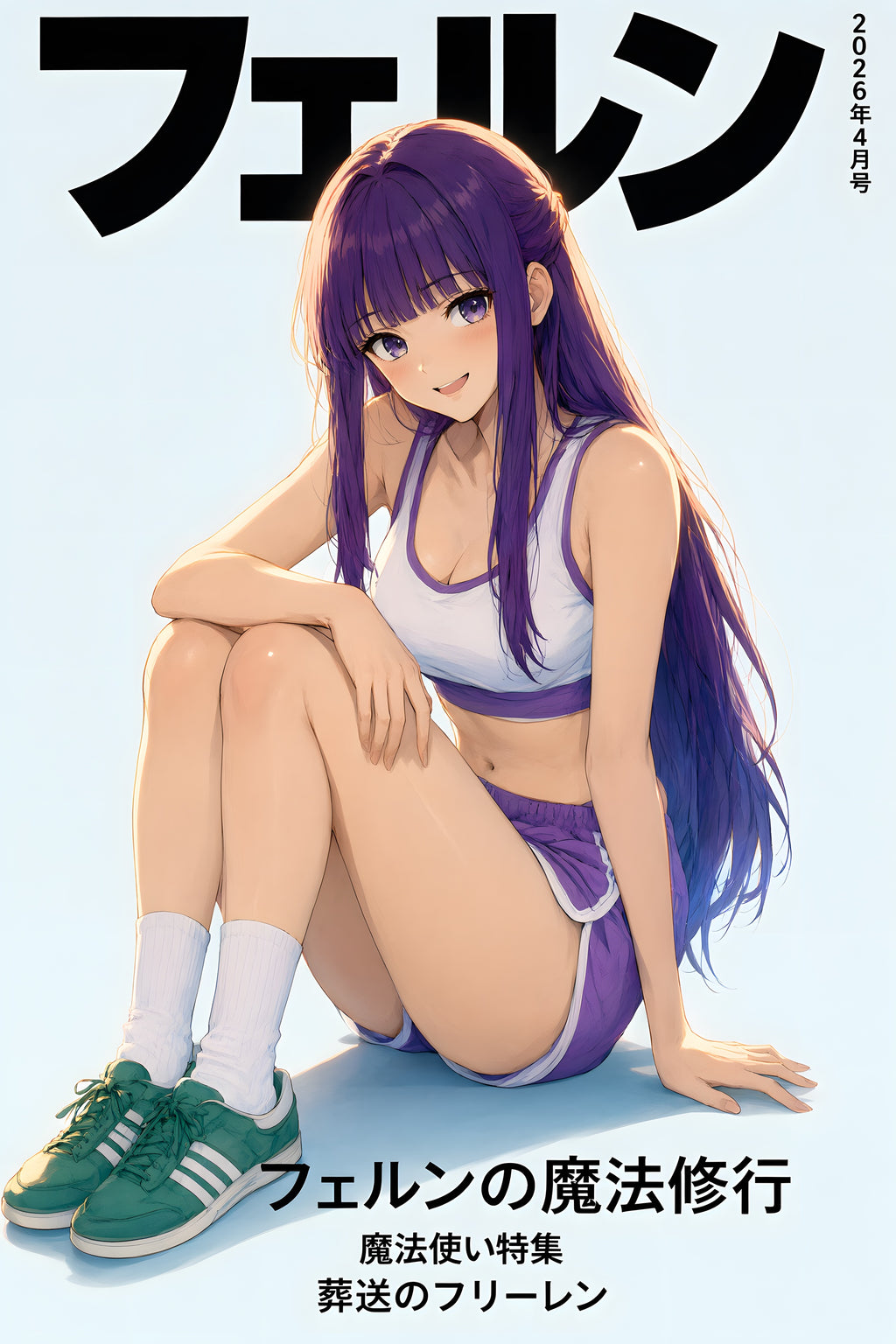 Frieren Fern Seated Sports Cover Anime Poster — raw