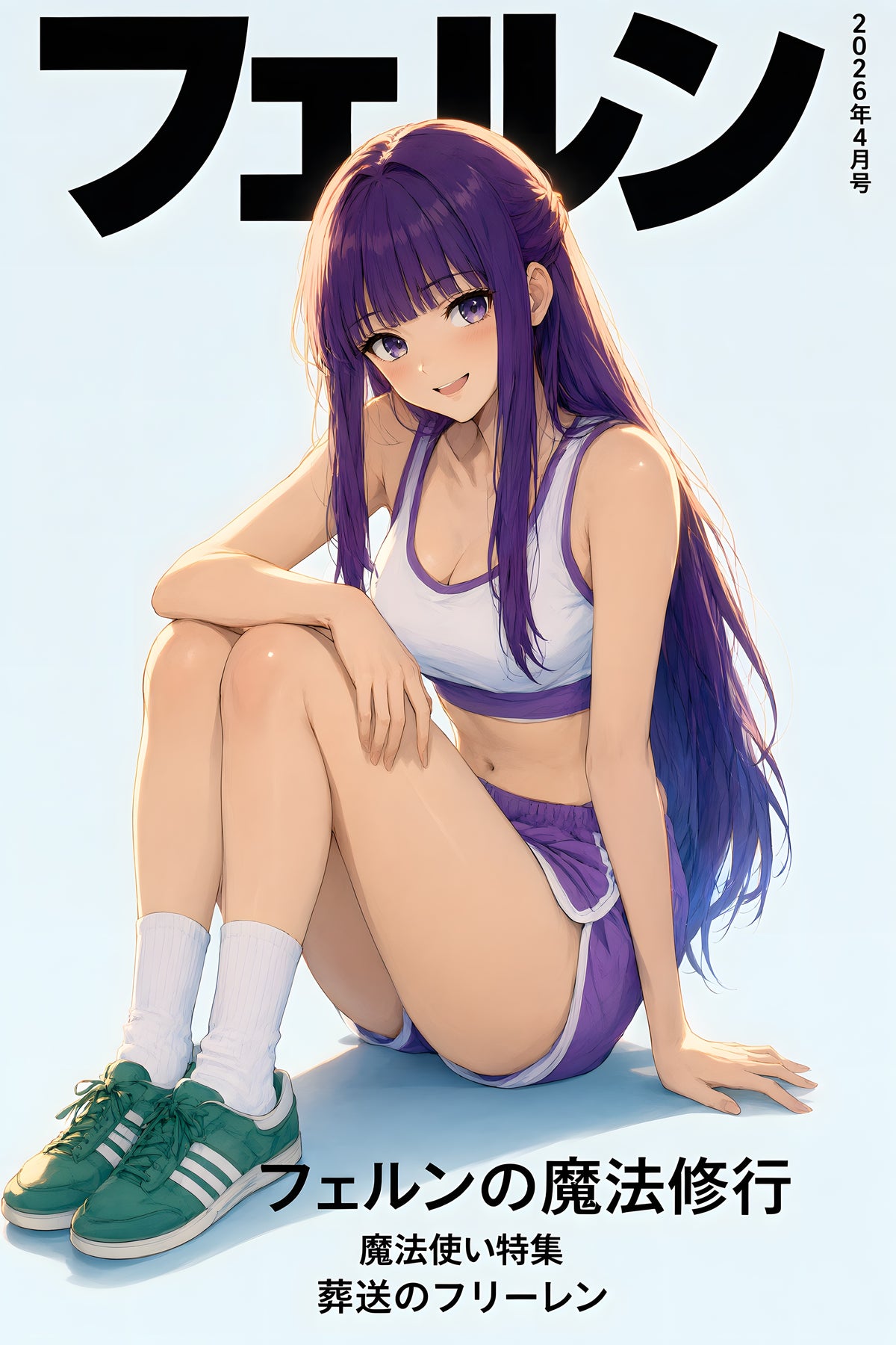Frieren Fern Seated Sports Cover Anime Poster — raw