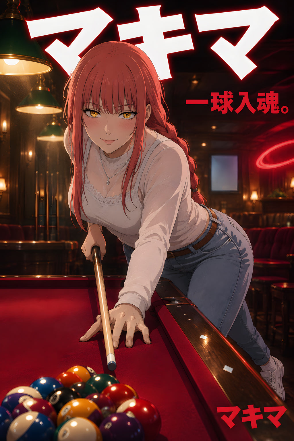 Chainsaw Man Makima Billiards Night Anime Poster — raw
