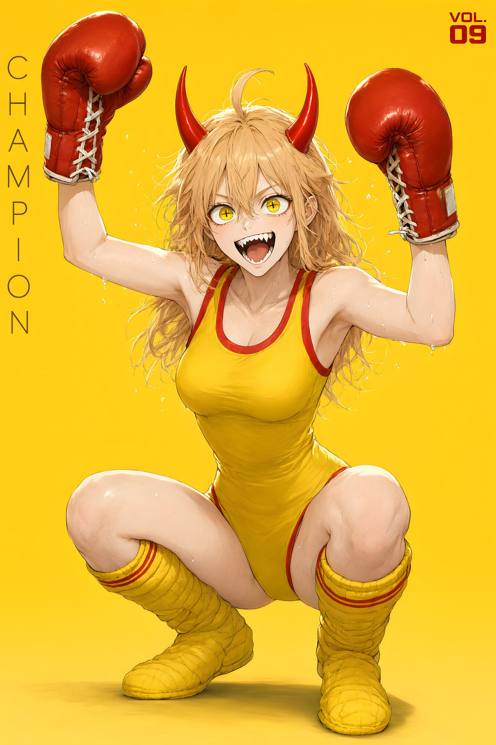 Chainsaw Man Power Yellow Boxing Portrait Anime Poster — raw