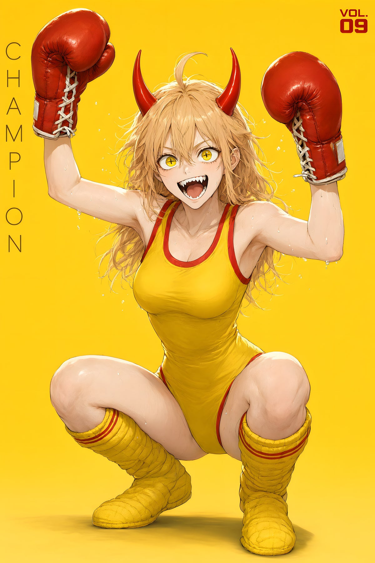 Chainsaw Man Power Yellow Boxing Portrait Anime Poster — raw