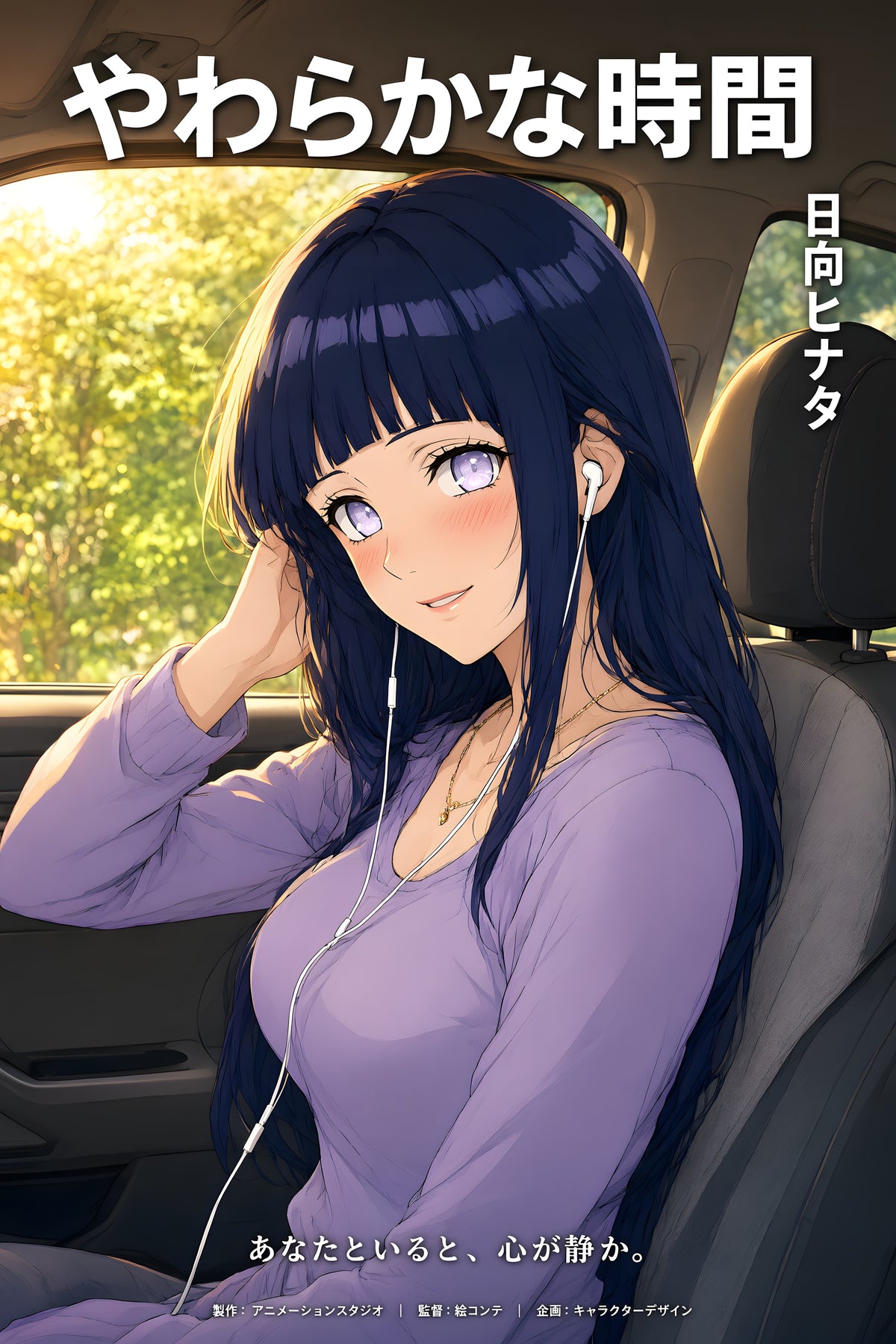 Naruto Hinata Road Trip Earbuds Anime Poster — raw