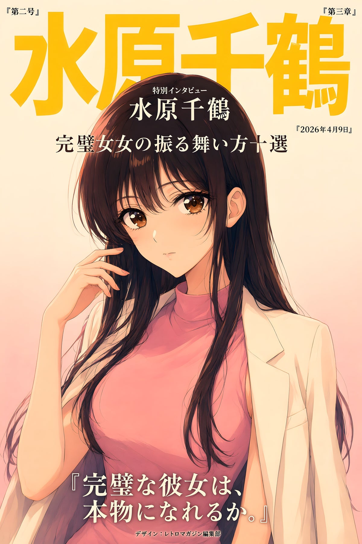 Rent-a-Girlfriend Chizuru Pink Gold Portrait Anime Poster — raw