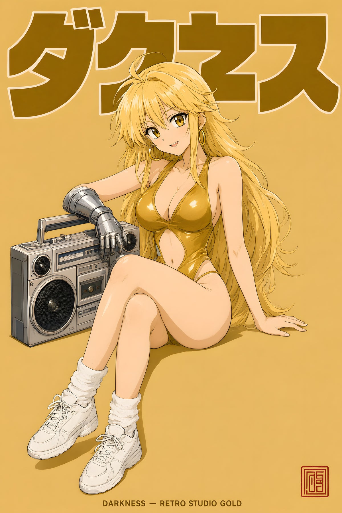 KonoSuba Darkness Retro Studio Gold Anime Poster — raw