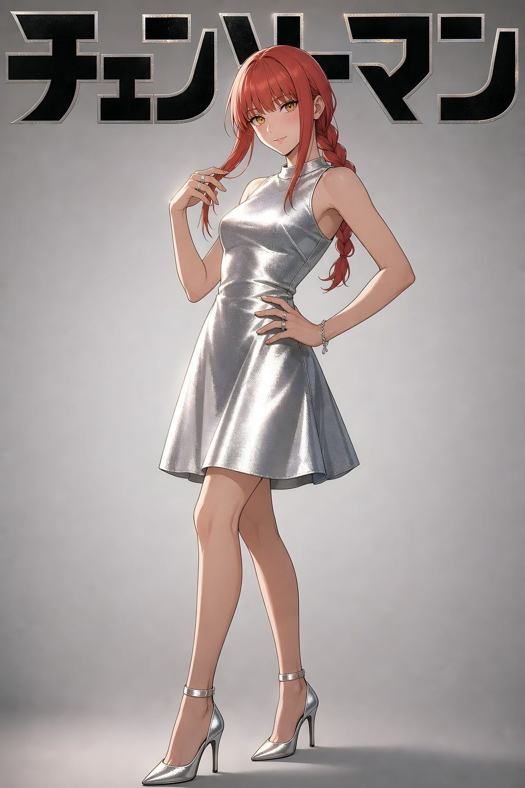 Chainsaw Man Makima Silver Dress Editorial Anime Poster — raw