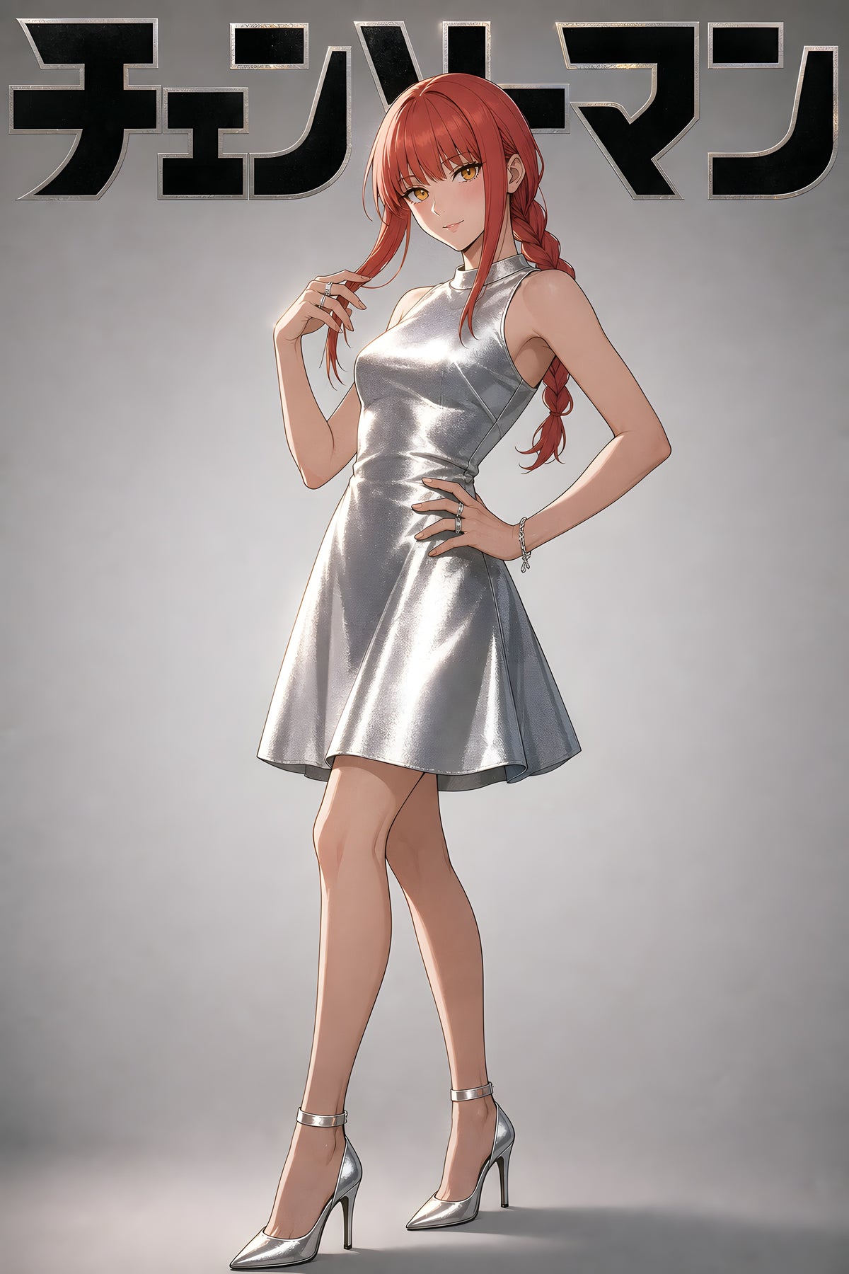Chainsaw Man Makima Silver Dress Editorial Anime Poster — raw