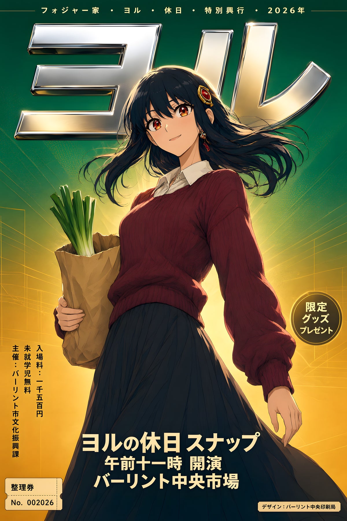 Spy x Family Yor Emerald Fashion Portrait Anime Poster — raw