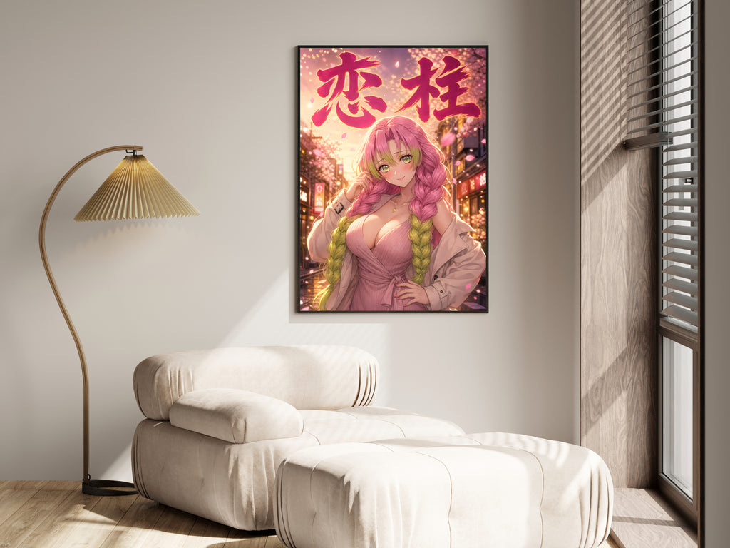 Mitsuri fashion anime poster — reading corner mockup