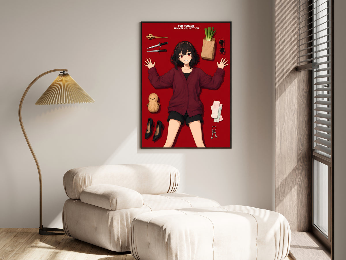 Spy x Family Yor Red Flatlay Editorial Anime Poster — i01455