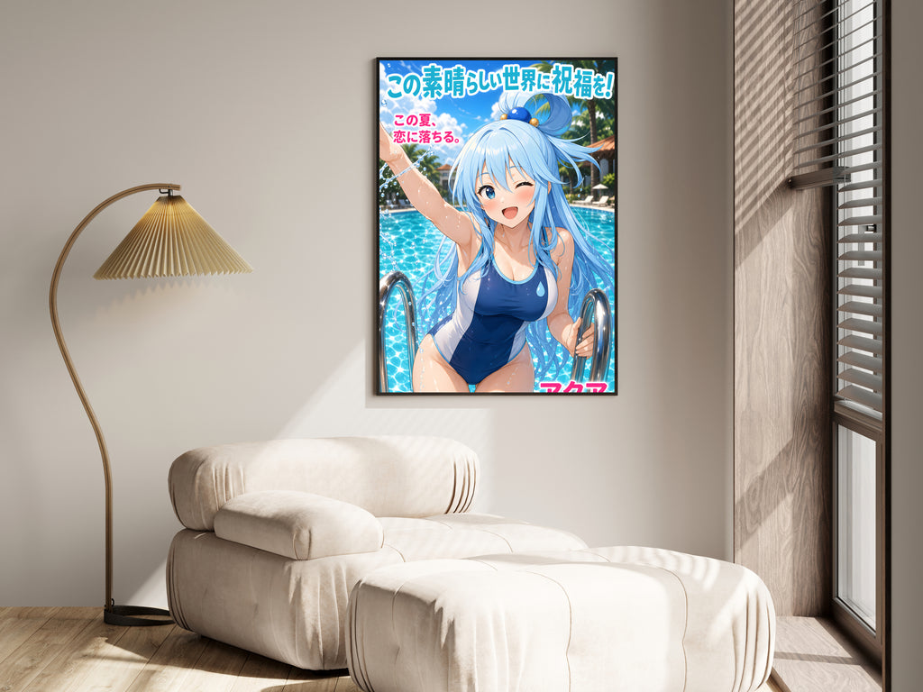 KonoSuba Aqua Blue Pool Summer Anime Poster — i01455