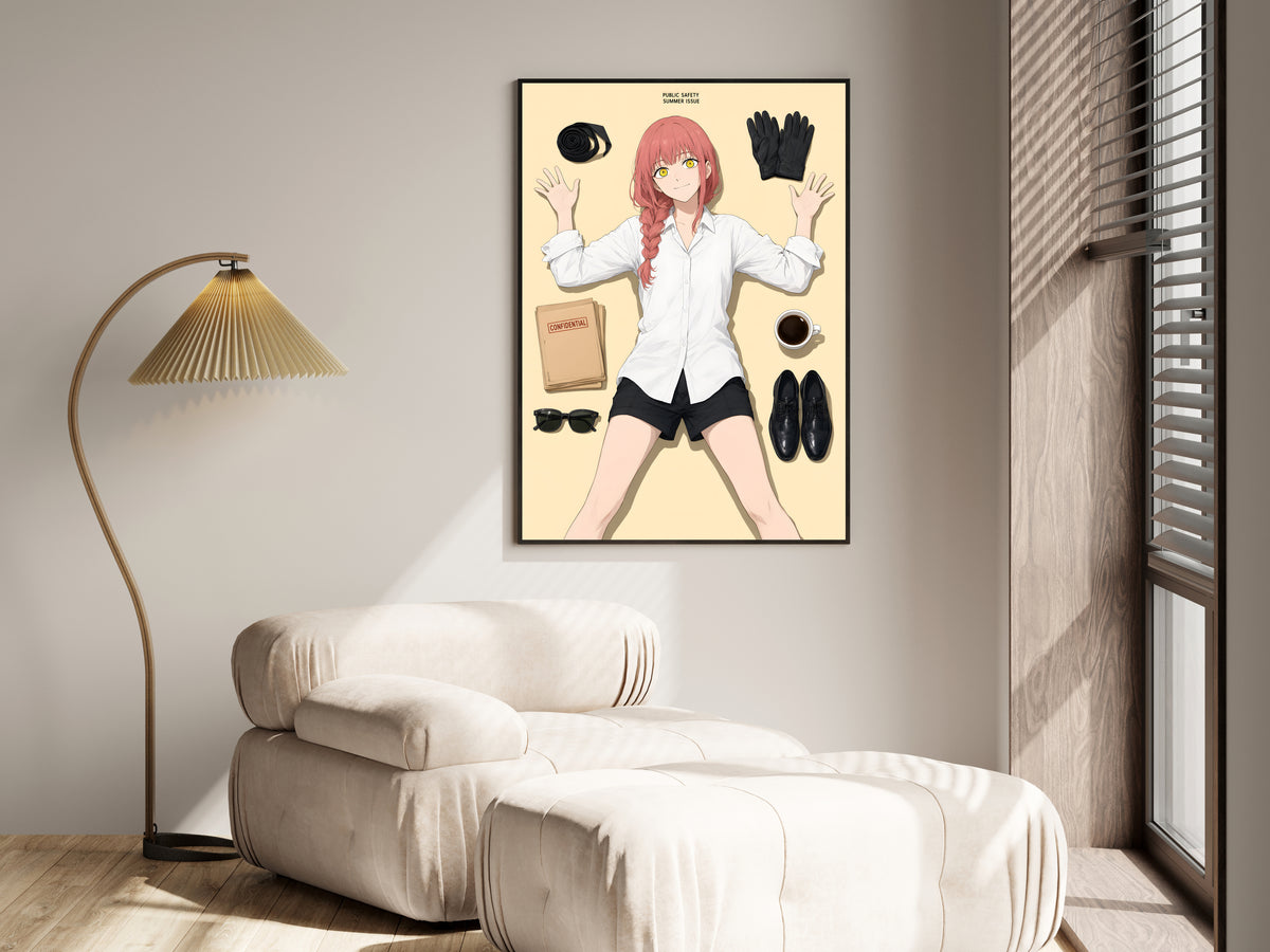 Chainsaw Man Makima Cream Flatlay Editorial Anime Poster — i01455