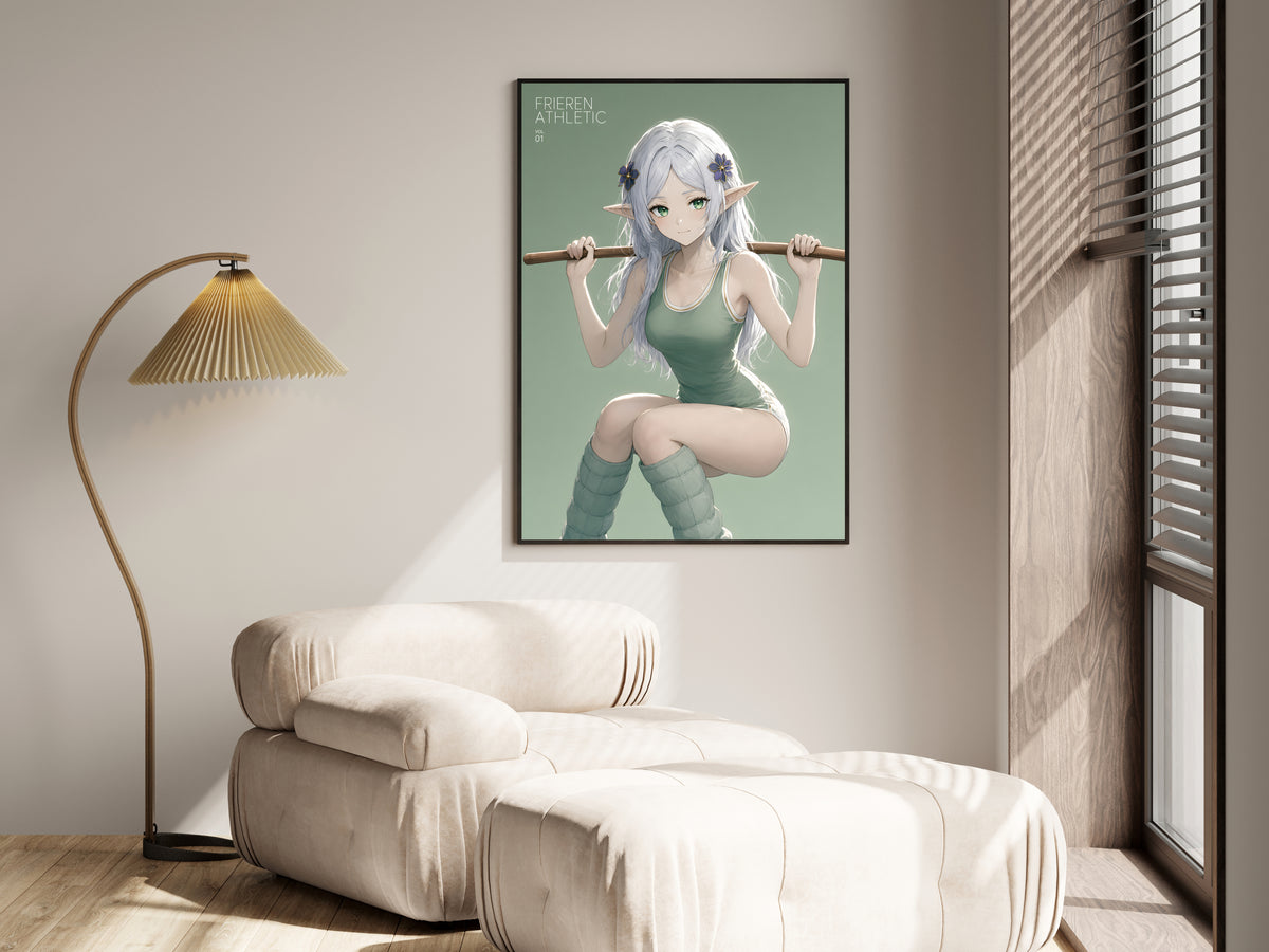 Frieren Staff Squat Athletic Anime Poster — i01455