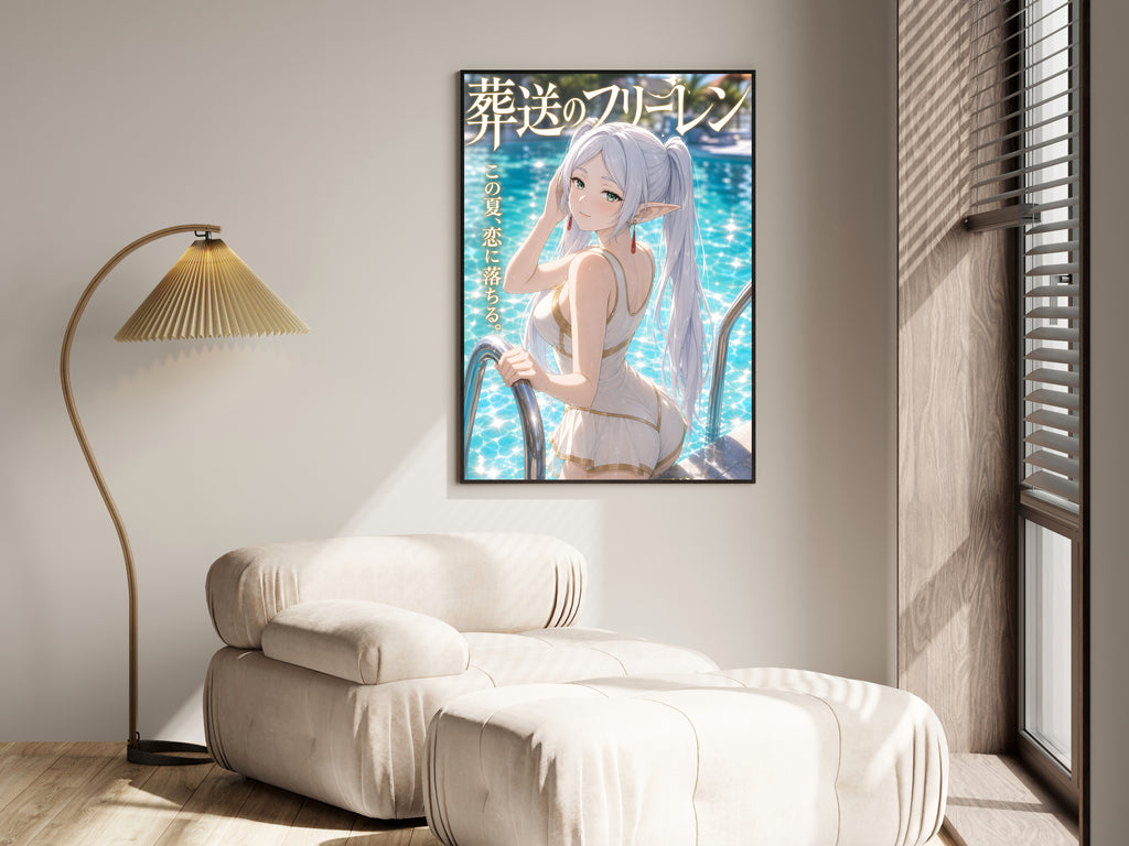 Frieren Turquoise Poolside Portrait Anime Poster — i01455