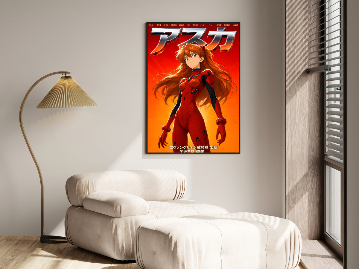 Evangelion Asuka Red Plugsuit Chrome Portrait Anime Poster — i01455
