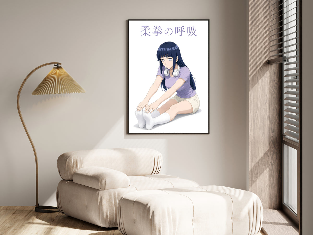 Naruto Hinata Lavender Seated Stretch Anime Poster — i01455
