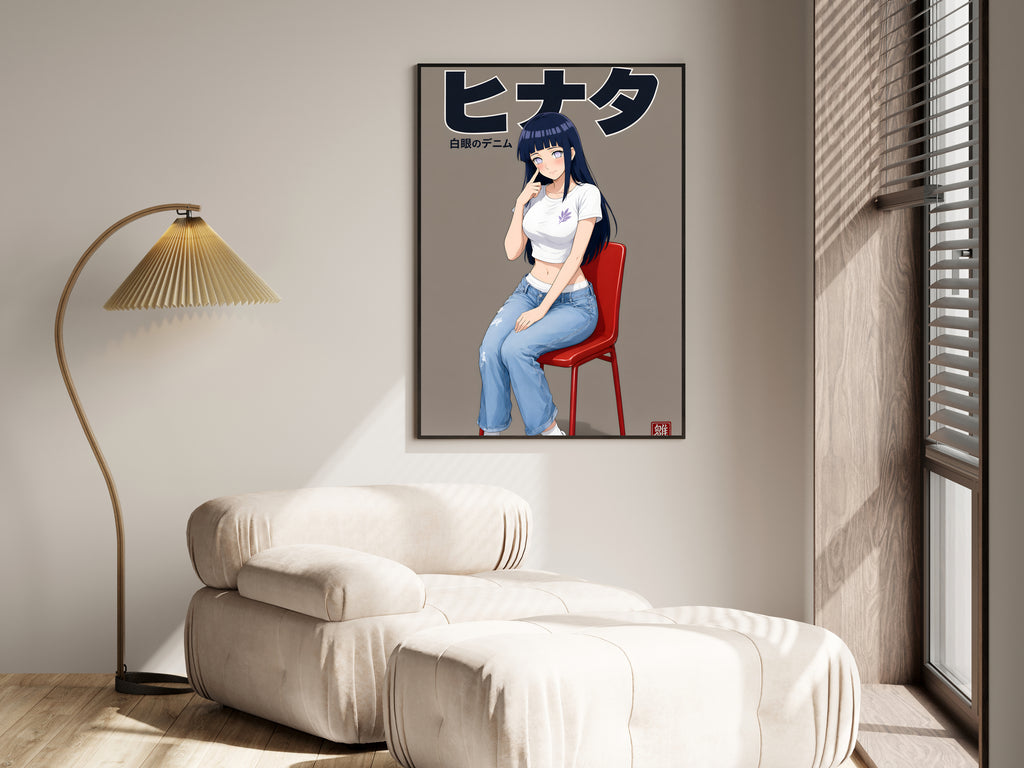 Naruto Hinata Denim Red Chair Anime Poster — i01455