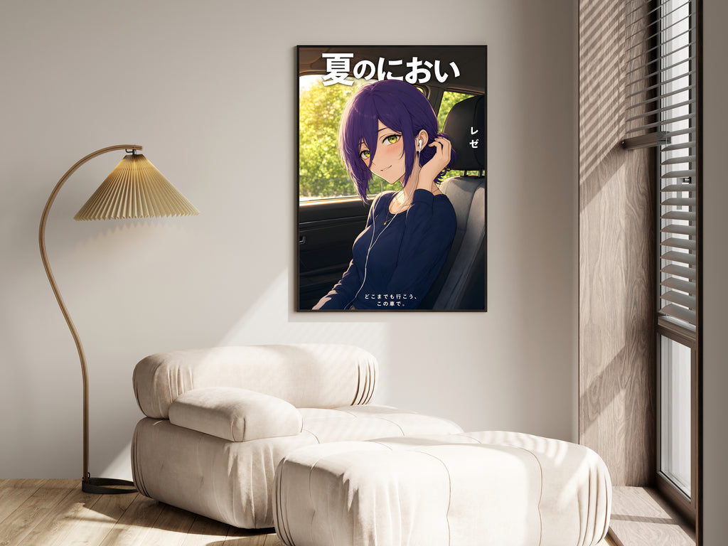 Chainsaw Man Reze Road Trip Earbuds Anime Poster — i01455