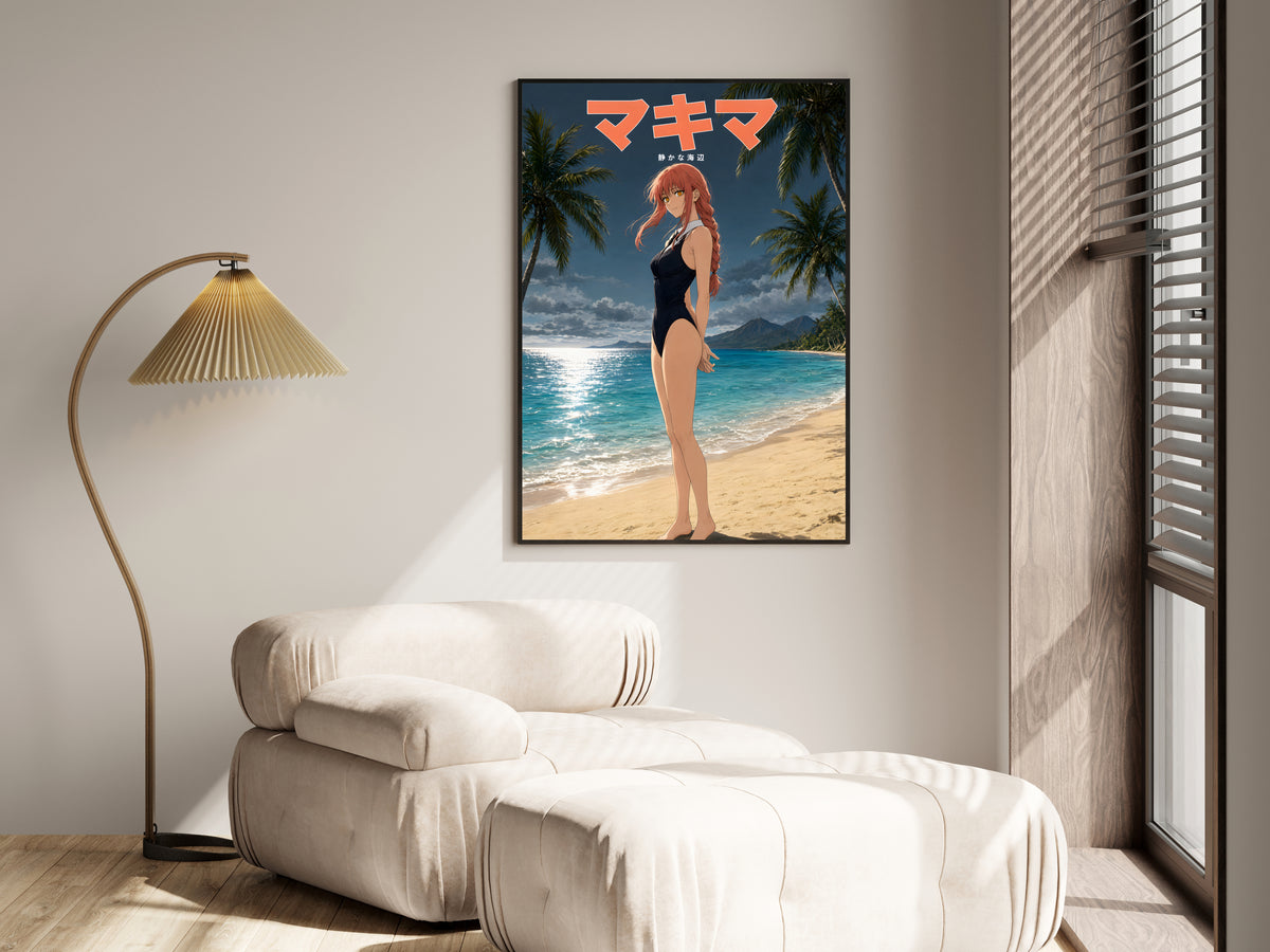 Chainsaw Man Makima Tropical Black Swimsuit Anime Poster — i01455