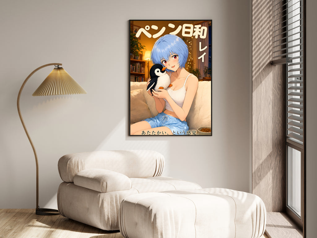 Evangelion Rei Cozy Penguin Portrait Anime Poster — i01455
