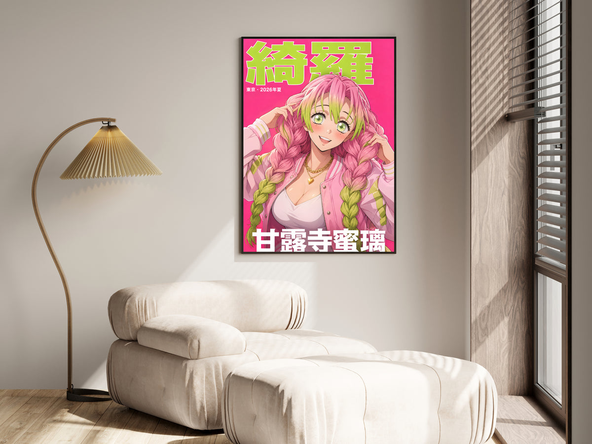 Demon Slayer Mitsuri Pink Jacket Cover Portrait Anime Poster — i01455
