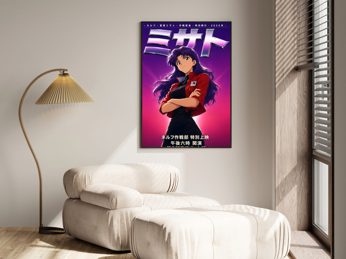 Evangelion Misato Red Jacket Chrome Portrait Anime Poster — i01455
