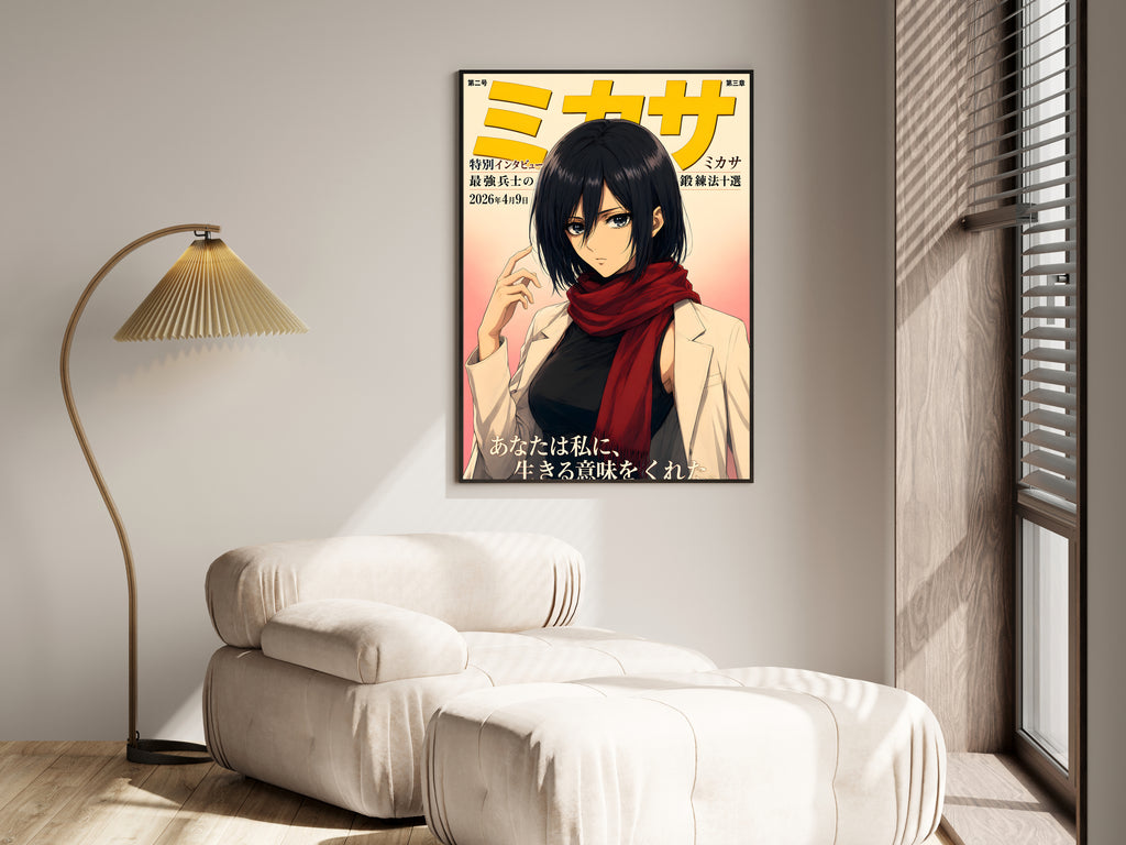 Attack on Titan Mikasa Red Scarf Magazine Portrait Anime Poster — i01455