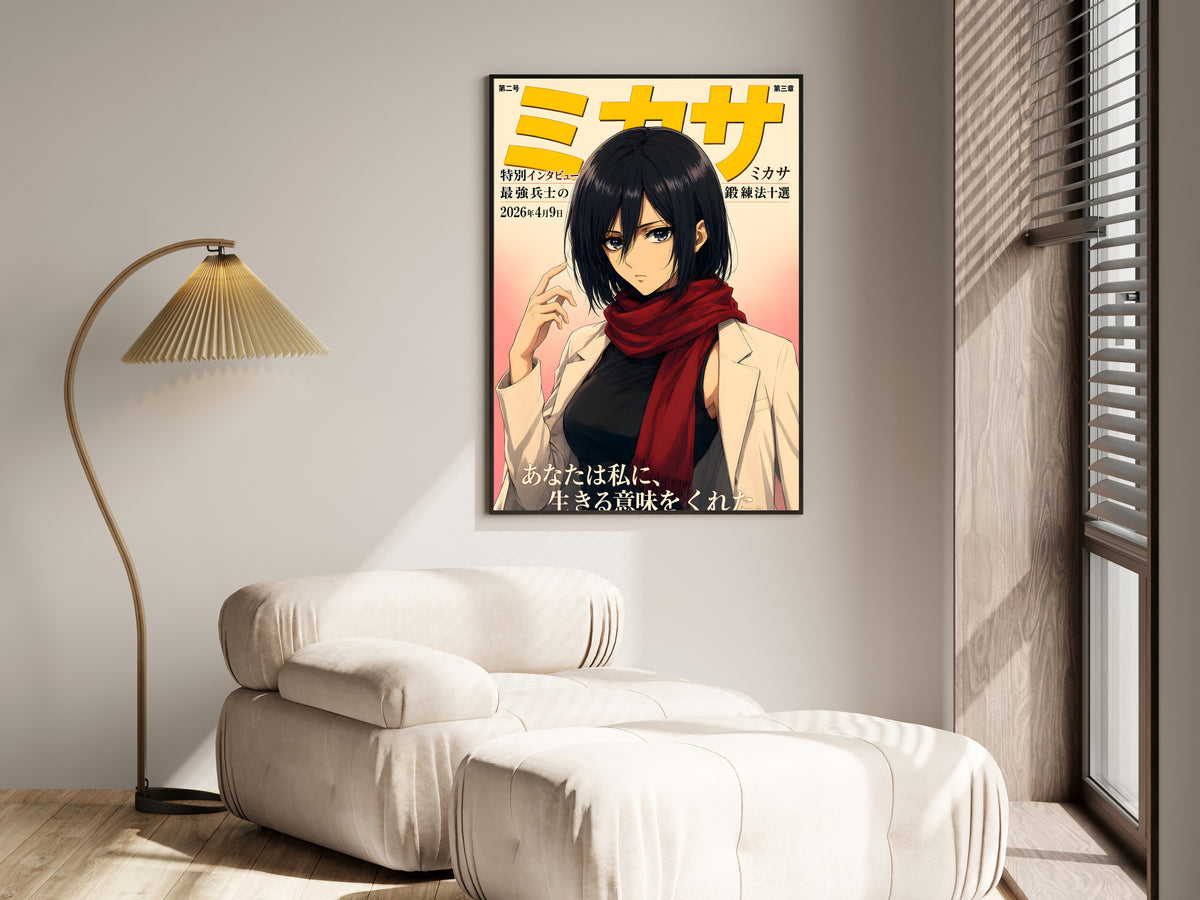 Attack on Titan Mikasa Red Scarf Magazine Portrait Anime Poster — i01455