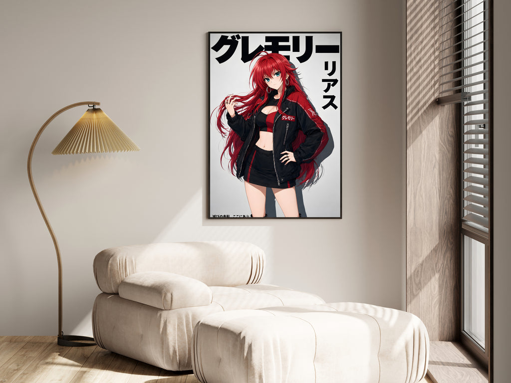 High School DxD Rias Red Biker Jacket Anime Poster — i01455