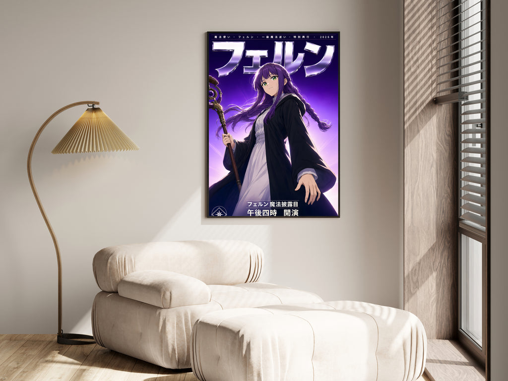 Frieren Fern Purple Chrome Portrait Anime Poster — i01455