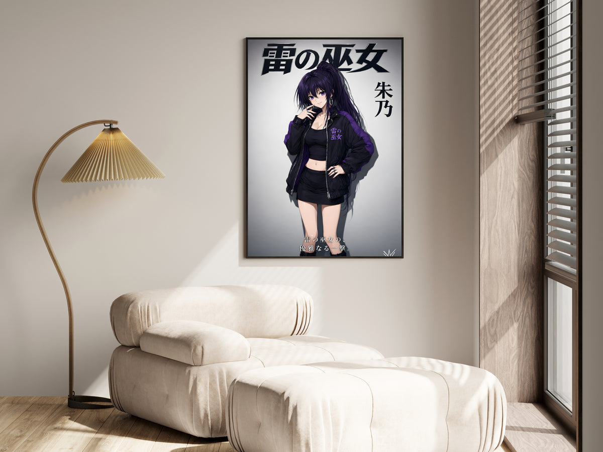 High School DxD Akeno Purple Biker Jacket Anime Poster — i01455