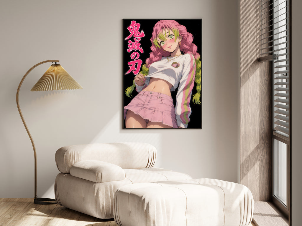Demon Slayer Mitsuri Pink Skirt Flash Portrait Anime Poster — i01455