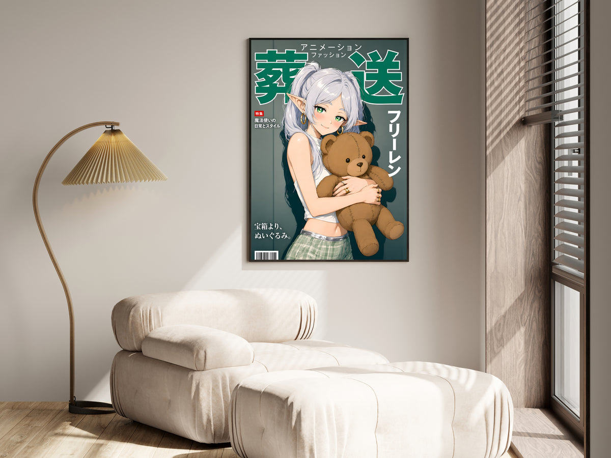 Frieren Teddy Bear Portrait Anime Poster — i01455