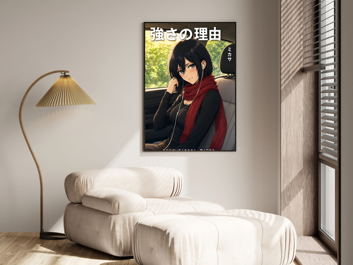 Attack on Titan Mikasa Sunlit Car Seat Anime Poster — i01455