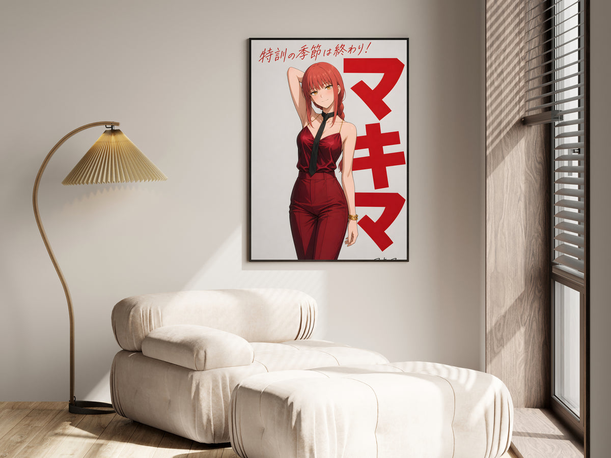 Chainsaw Man Makima Crimson Jumpsuit Editorial Anime Poster — i01455