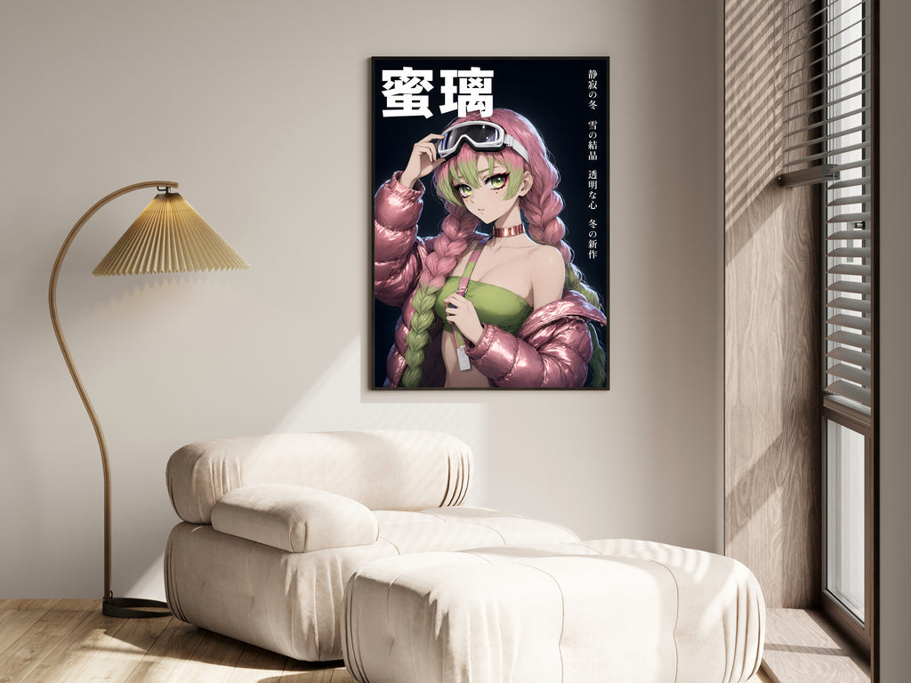 Demon Slayer Mitsuri Metallic Puffer Portrait Anime Poster — i01455