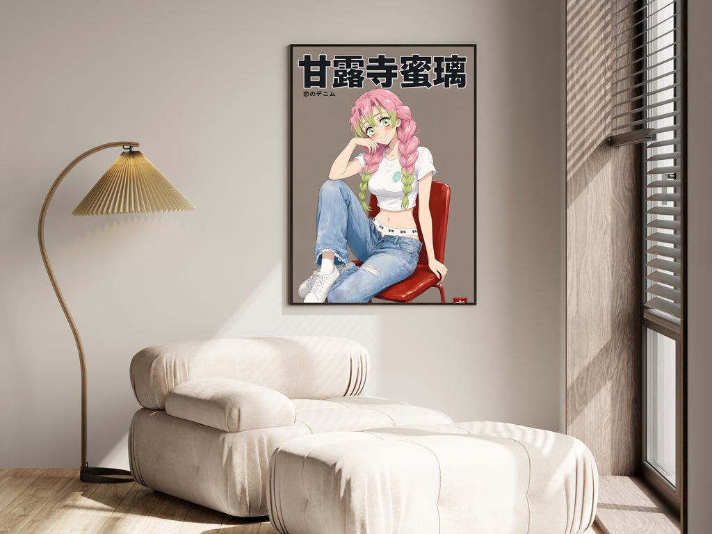Demon Slayer Mitsuri Denim Studio Portrait Anime Poster — i01455