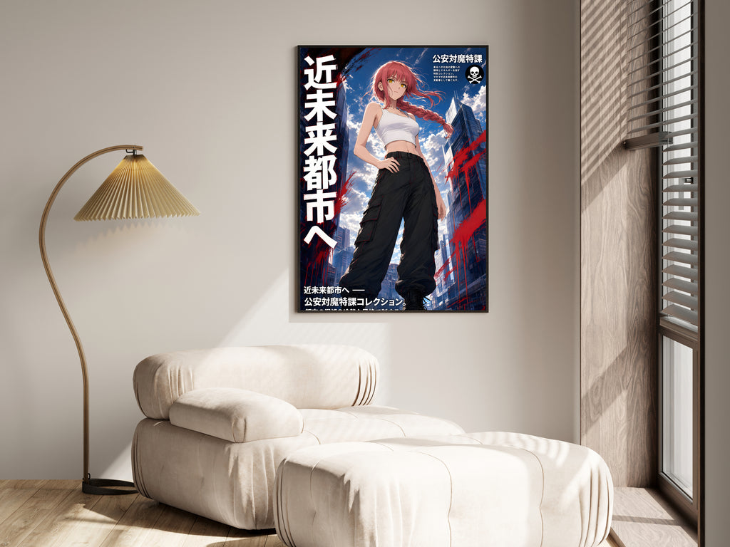 Chainsaw Man Makima Future City Streetwear Anime Poster — i01455