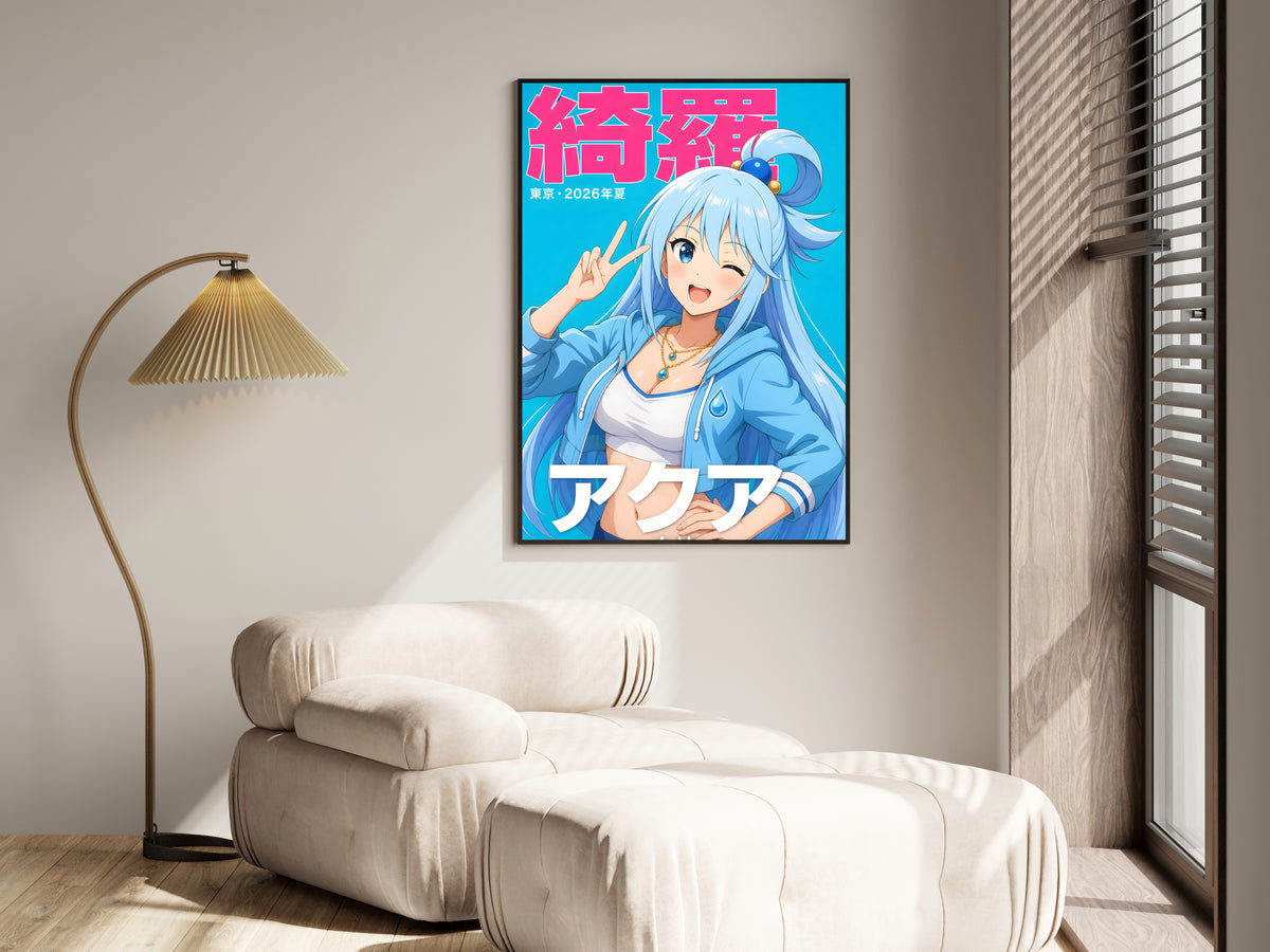 KonoSuba Aqua Blue Jacket Portrait Anime Poster — i01455