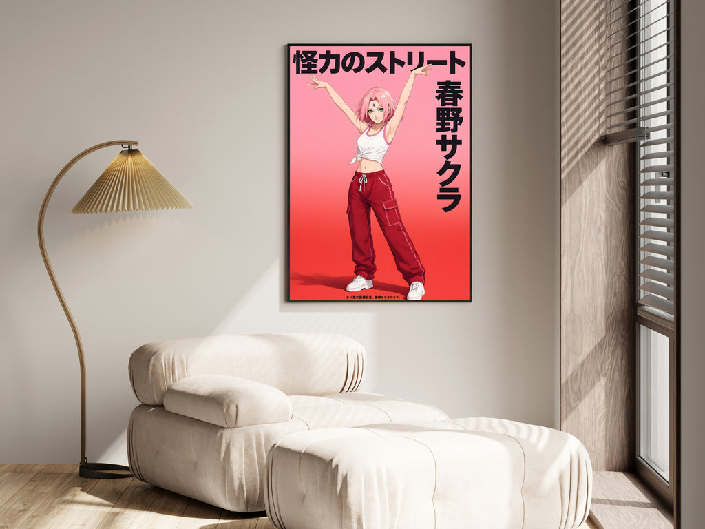 Naruto Sakura Red Streetwear Anime Poster — i01455