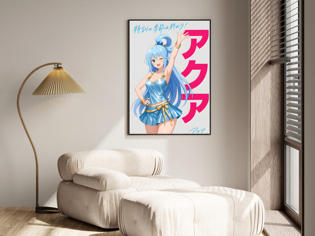 KonoSuba Aqua Blue Gold Dress Anime Poster — i01455