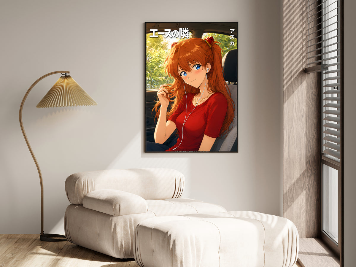 Evangelion Asuka Road Trip Earbuds Anime Poster — i01455