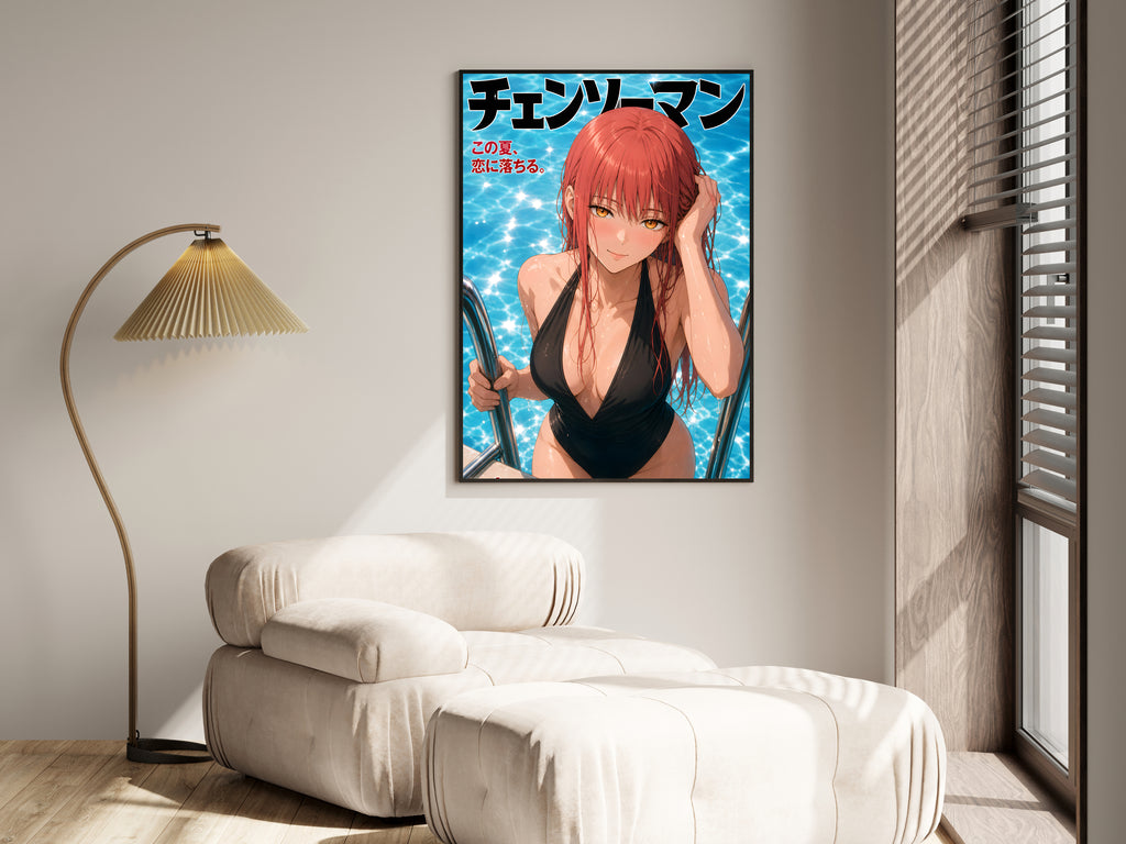 Chainsaw Man Makima Poolside Swimsuit Portrait Anime Poster — i01455