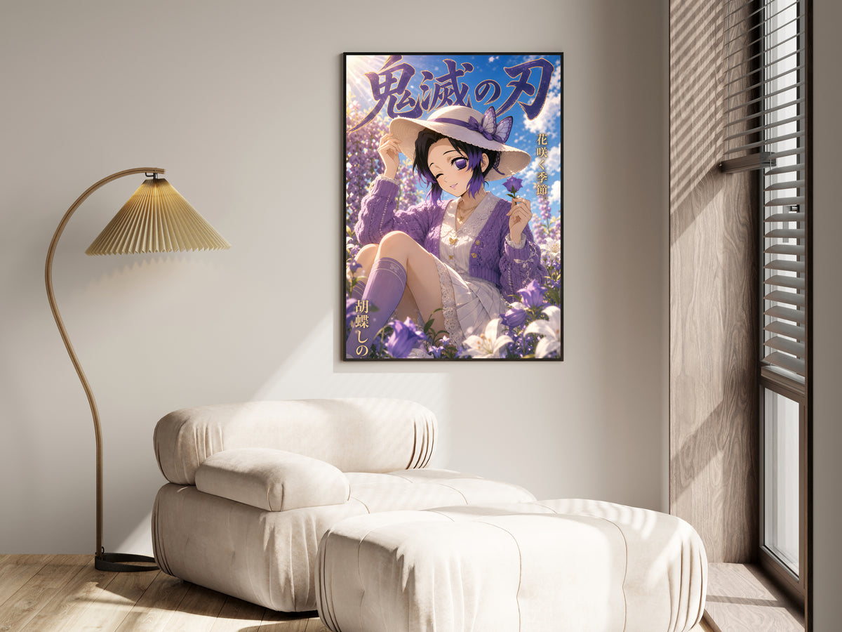 Demon Slayer Shinobu Wisteria Sunhat Garden Anime Poster — i01455