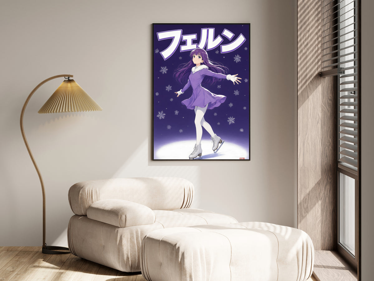 Frieren Fern Purple Ice Skating Anime Poster — i01455
