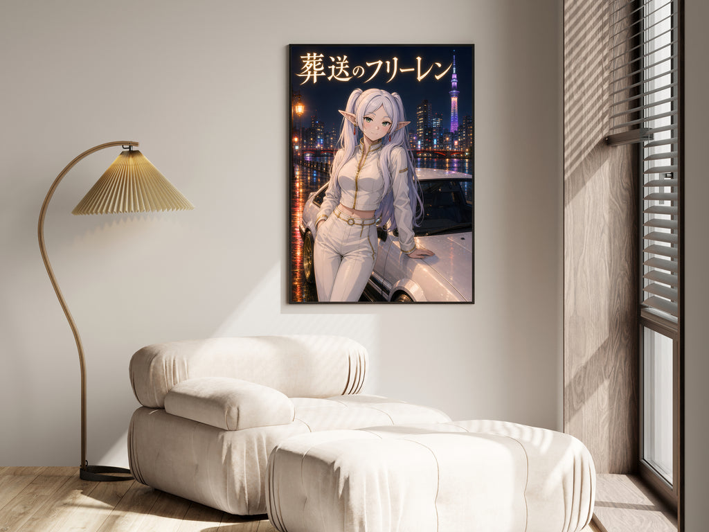 Frieren Night Skyline Car Anime Poster — i01455
