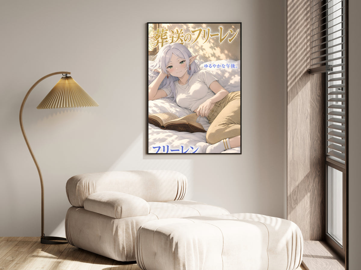 Frieren Sunlit Afternoon Reading Anime Poster — i01455