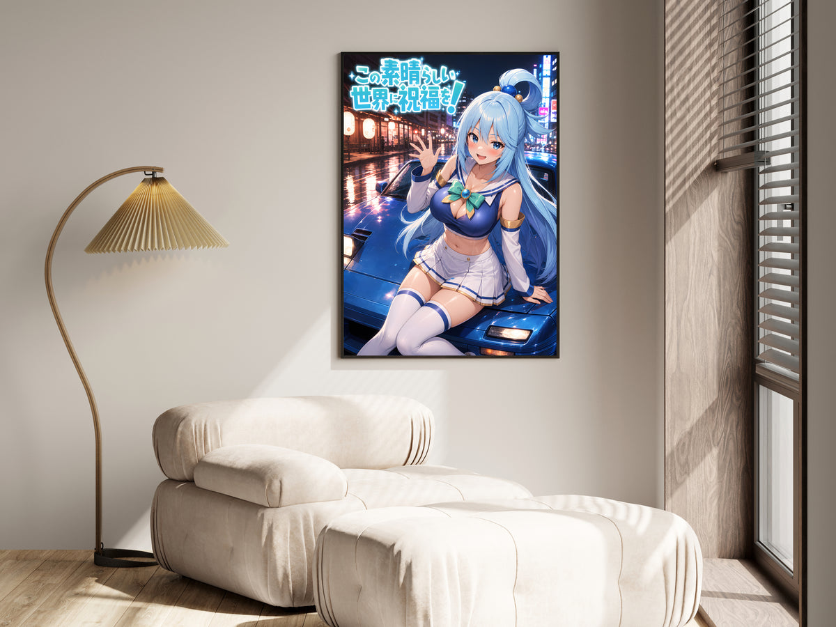 KonoSuba Aqua Blue Night Drive Anime Poster — i01455